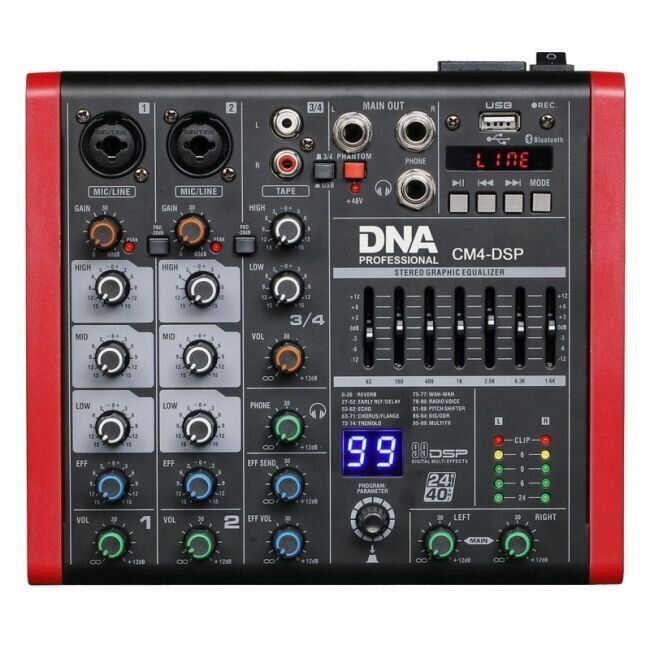 Komplekt DNA CM4-DSP helimikser USB MP3 Bluetooth Phantom +DNA Stage Vocal Set kahe juhtmevaba käeshoitava mikrofoni süsteem hind ja info | DJ puldid | kaup24.ee