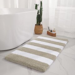 Нескользящий коврик для ванной комнаты из микрофибры Chakme, 61x91 см, белый/серый цена и информация | Аксессуары для ванной комнаты | kaup24.ee