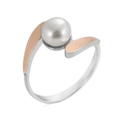 Hõbesõrmus naistele kullaga kaetud pärliga 0009477900261 hind ja info | Sõrmused | kaup24.ee