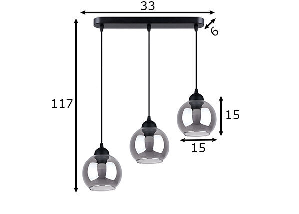 Rippvalgusti Alino 3, must hind ja info | Rippvalgustid | kaup24.ee