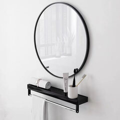 Подвесное зеркало, металлическая рама, 70 см, черное цена и информация | Подвесные зеркала | kaup24.ee