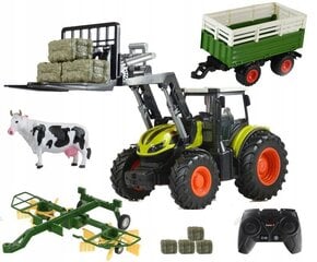 Kaugjuhitav traktor, haagis, reha, lehm 4in1 hind ja info | Poiste mänguasjad | kaup24.ee