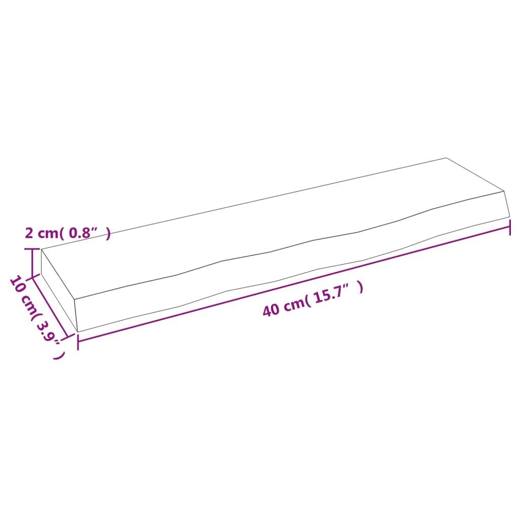 vidaXL seinariiul, 40 x 10 x 2 cm, töötlemata tammepuit цена и информация | Riiulid | kaup24.ee