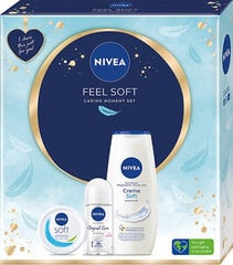 Komplekt Nivea Feel Soft body care gift set: dušigeel Creme Soft, 250 ml + rulldeodorant Original Care, 50 ml + niisutav kreem Soft, 100 ml hind ja info | Dušigeelid, õlid | kaup24.ee