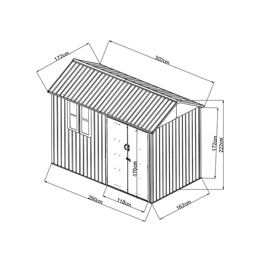 Kuur Hecht 6X10 NORD, 222x290x162 cm hind ja info | Kuurid ja aiamajad | kaup24.ee