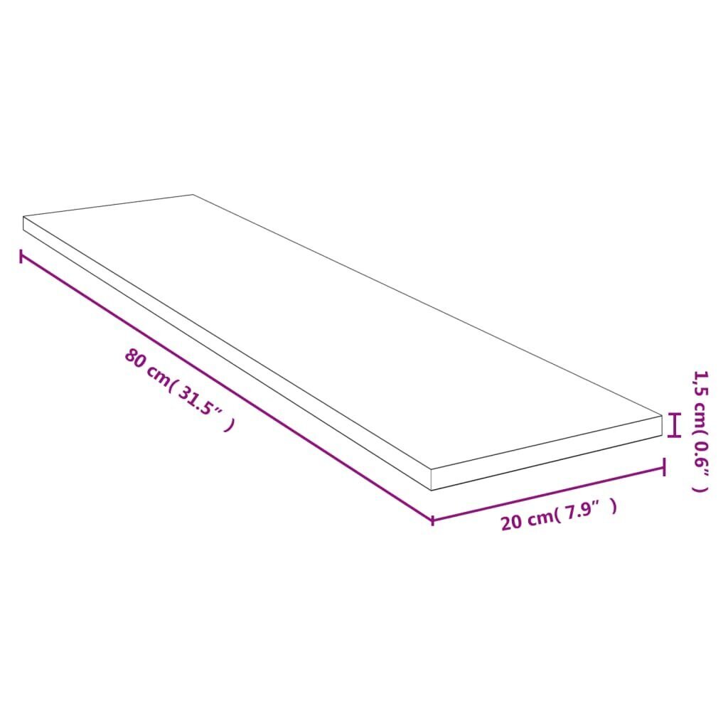 vidaXL seinariiul, 80x20x1,5 cm, bambus hind ja info | Riiulid | kaup24.ee