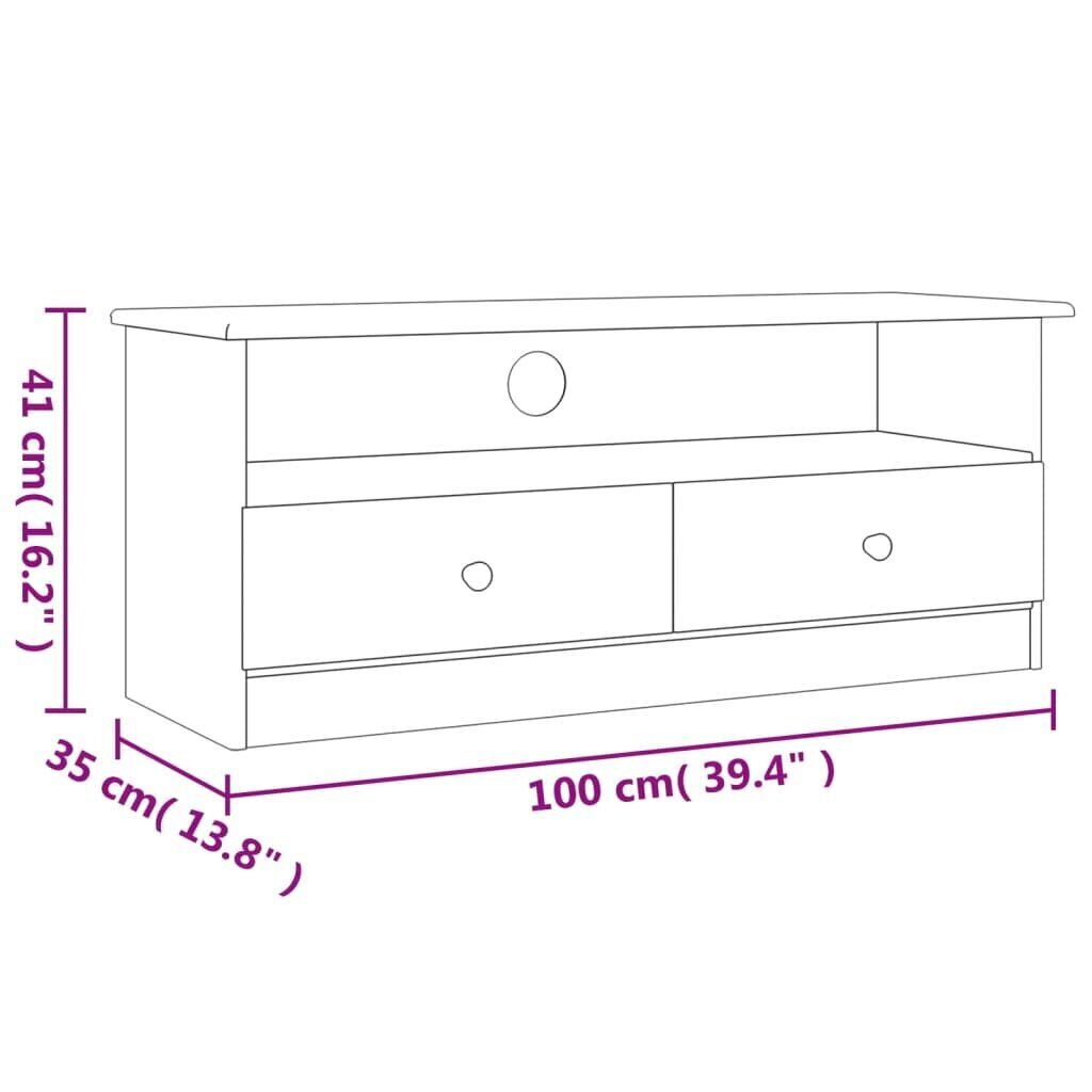 vidaXL telerikapp sahtlitega "ALTA" valge 100 x 35 x 41 cm, männipuit hind ja info | TV alused | kaup24.ee