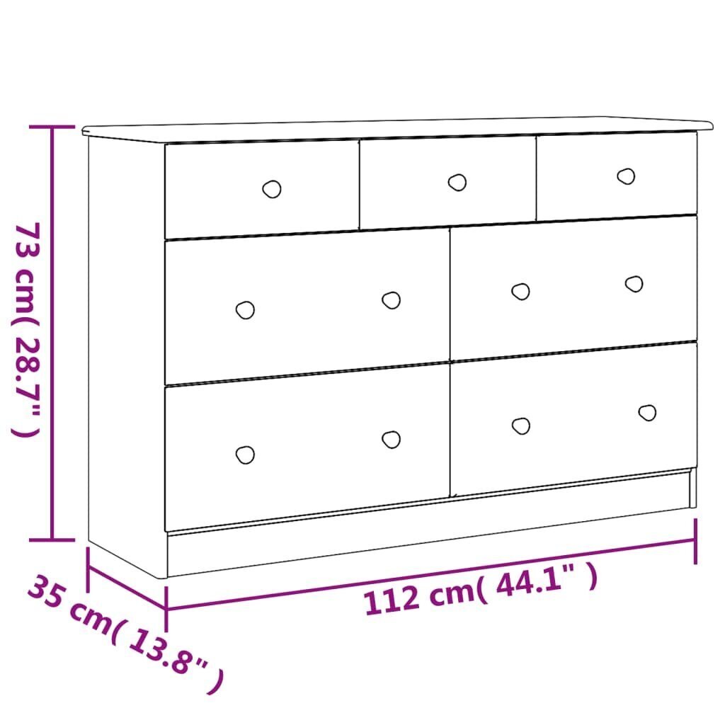 vidaXL kummut "ALTA" 112 x 35 x 73 cm, männipuit hind ja info | Kummutid | kaup24.ee