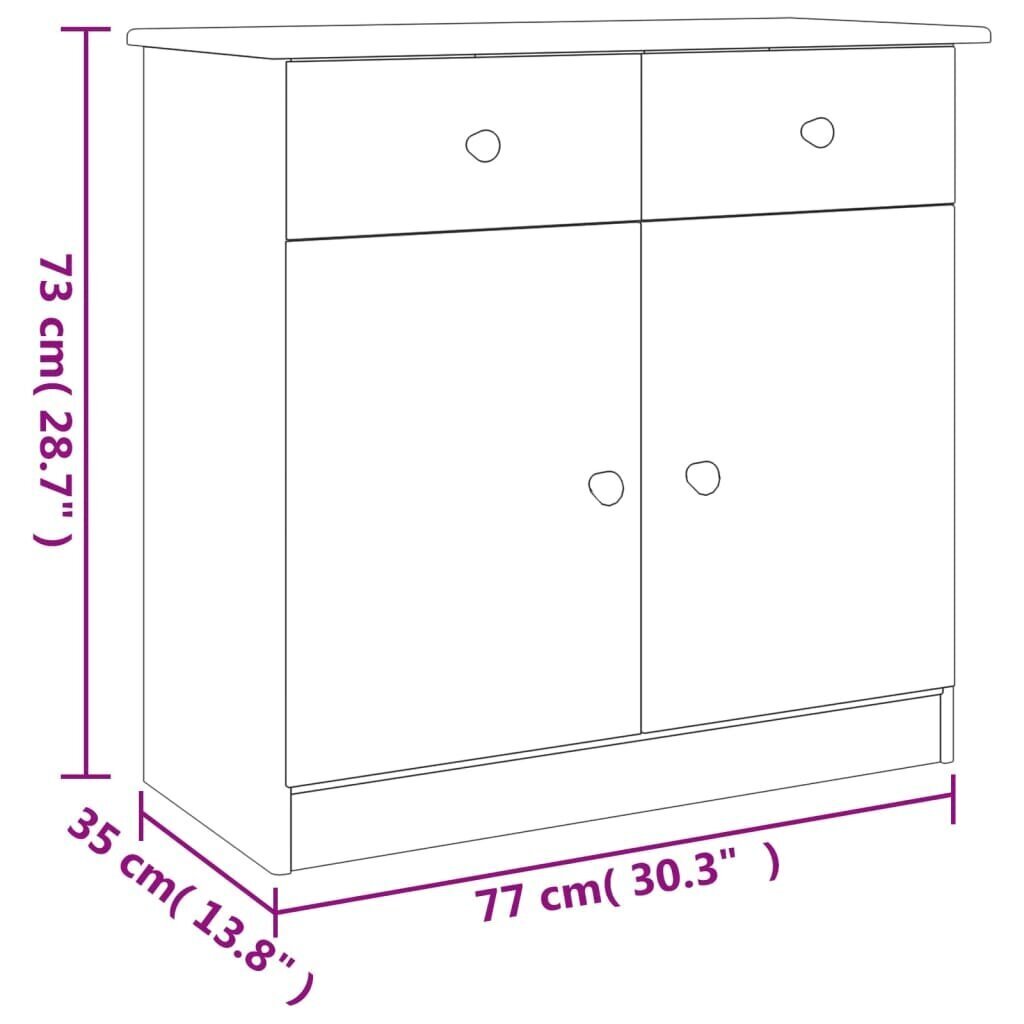 vidaXL puhvetkapp "ALTA", valge 77x35x73 cm, männipuit цена и информация | Elutoa väikesed kapid | kaup24.ee