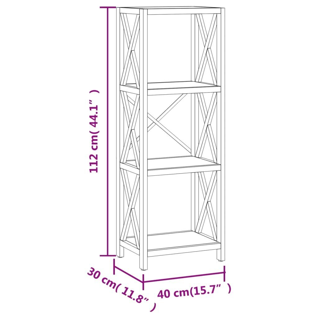 vidaXL 4-korruseline riiul, 40 x 30 x 112 cm, tammepuit цена и информация | Riiulid | kaup24.ee
