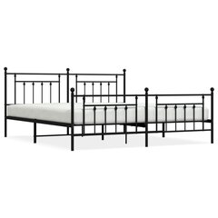 vidaXL metallist voodiraam peatsi ja jalutsiga, must, 193x203 cm цена и информация | Кровати | kaup24.ee