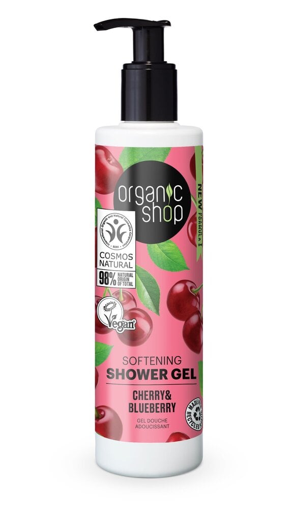 Dušigeel Organic Shop Cherry Blueberry, 280 ml hind ja info | Dušigeelid, õlid | kaup24.ee