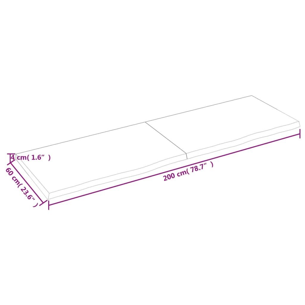 vidaXL vannitoa tasapind, helepruun 200x60x4 cm, töödeldud täispuit hind ja info | Lauaplaadid | kaup24.ee