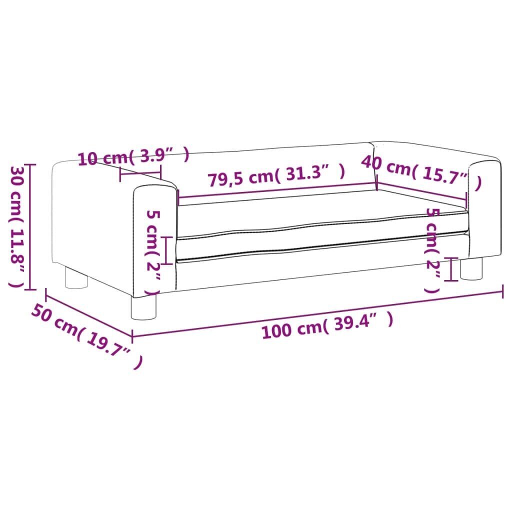 vidaXL lastediivan jalapingiga, pruun, 100 x 50 x 30 cm, samet hind ja info | Lastetoa kott-toolid, tugitoolid ja tumbad | kaup24.ee