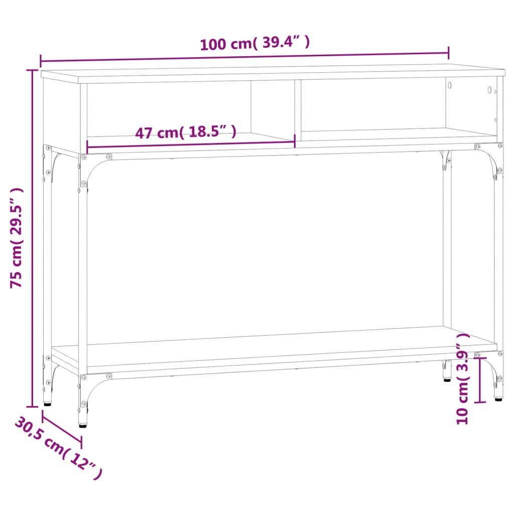 vidaXL konsoollaud, pruun tamm, 100 x 30,5 x 75 cm, tehispuit цена и информация | Konsoollauad | kaup24.ee