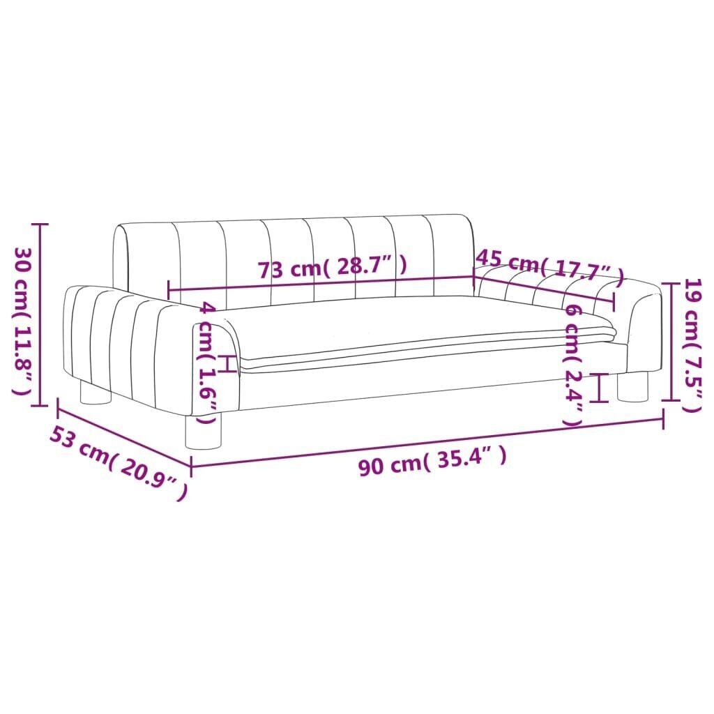 vidaXL lastediivan, pruun, 90 x 53 x 30 cm, kangas цена и информация | Lastetoa kott-toolid, tugitoolid ja tumbad | kaup24.ee