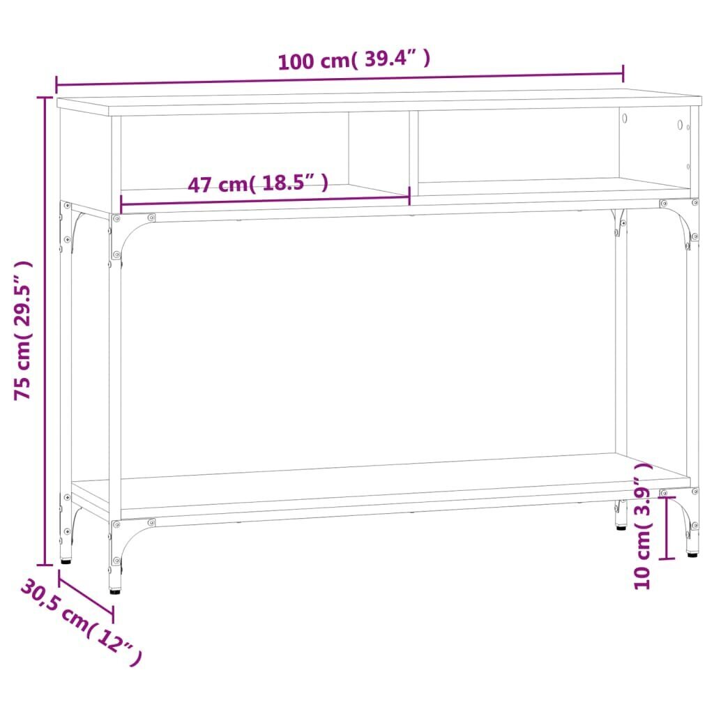 vidaXL konsoollaud, Sonoma tamm, 100 x 30,5 x 75 cm, tehispuit hind ja info | Konsoollauad | kaup24.ee