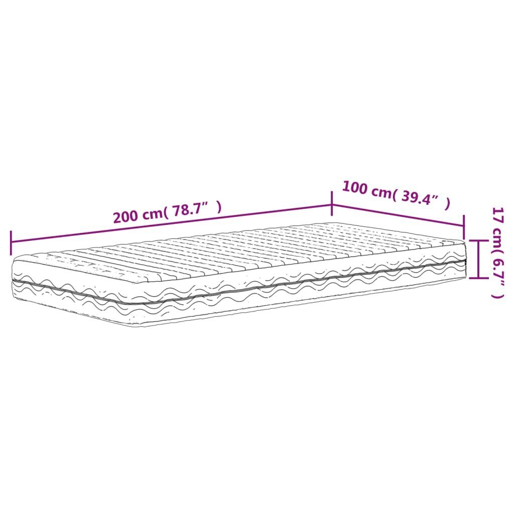 vidaXL poroloonmadrats valge 100x200 cm kõvadus H2 H3 hind ja info | Madratsid | kaup24.ee