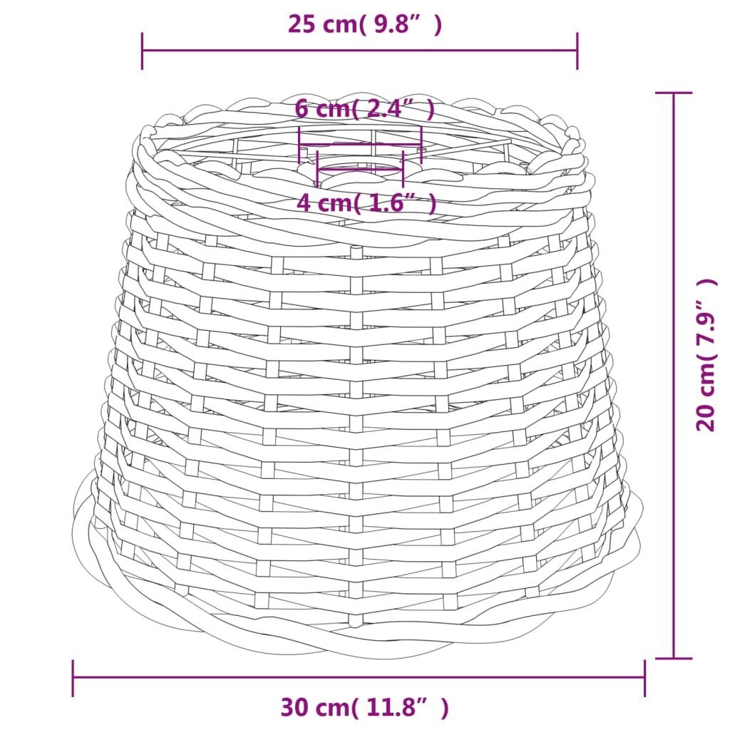 vidaXL lambivari, valge, Ø30 x 20 cm, punutud hind ja info | Laualambid | kaup24.ee