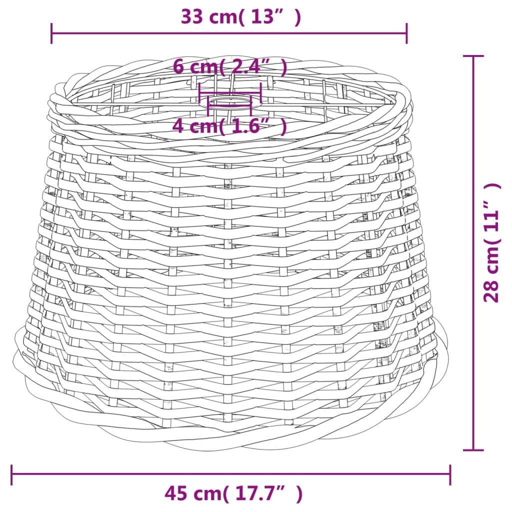 vidaXL lambivari, valge, Ø45 x 28 cm, punutud hind ja info | Laualambid | kaup24.ee