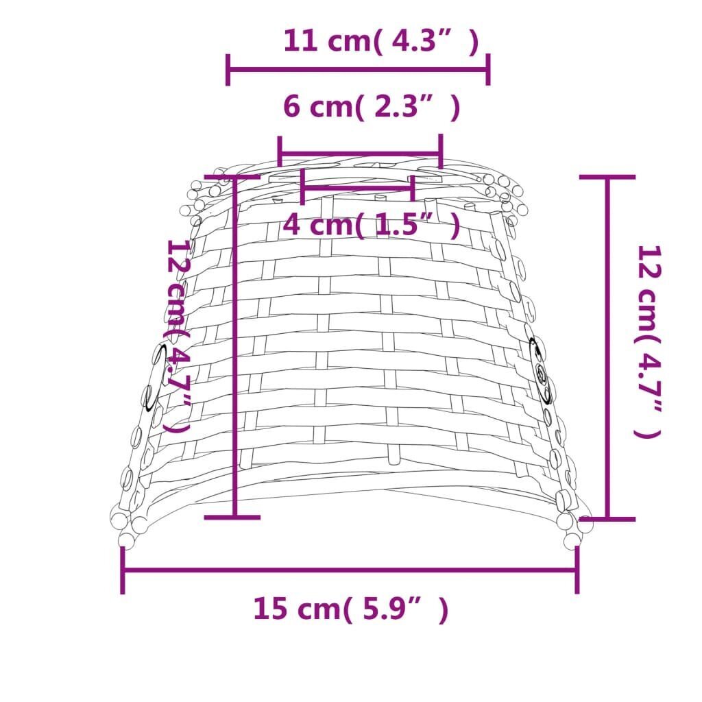 vidaXL lambivari, pruun, Ø15 x 12 cm, vitstest hind ja info | Laualambid | kaup24.ee