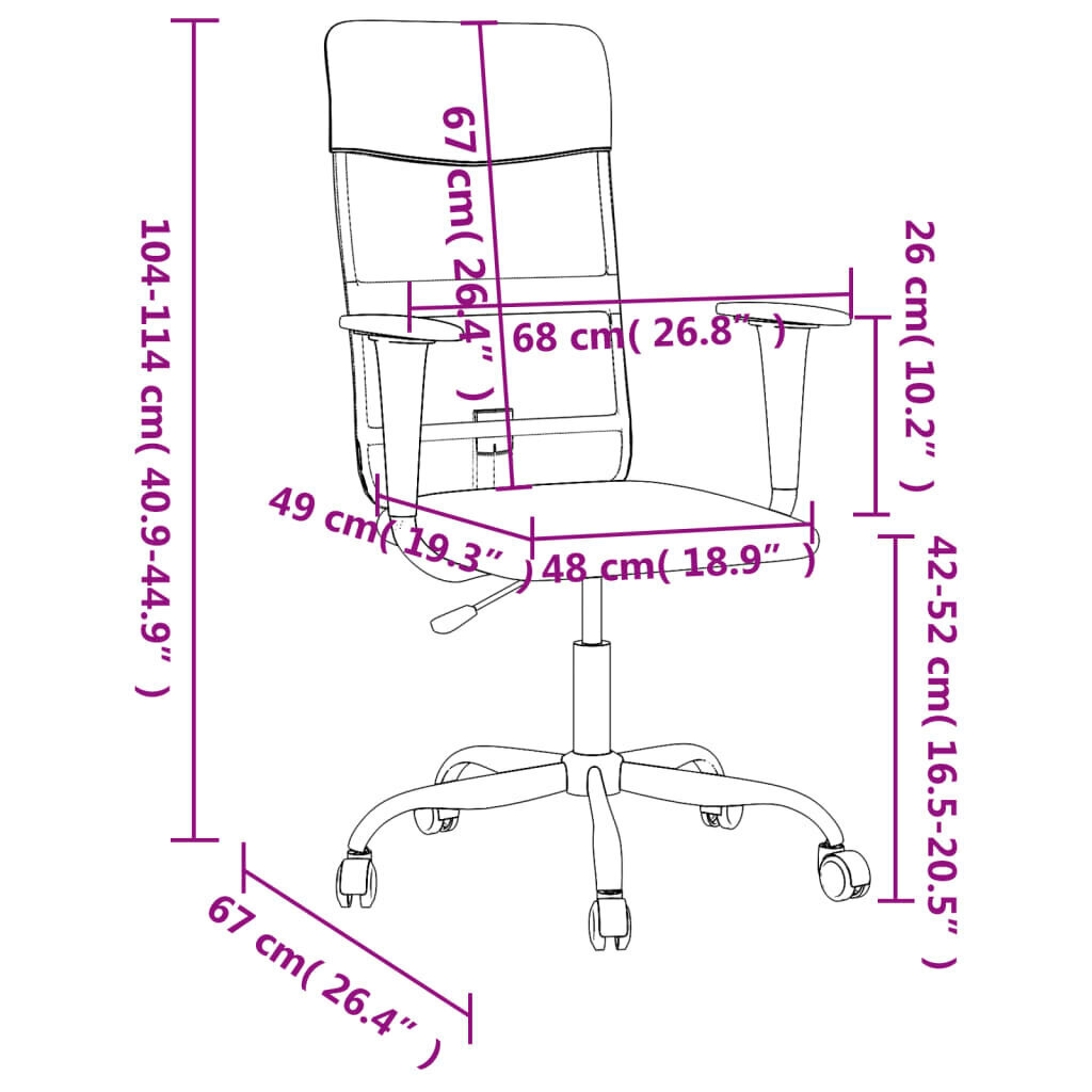 vidaXL kontoritool, helehall, kangas hind ja info | Kontoritoolid | kaup24.ee