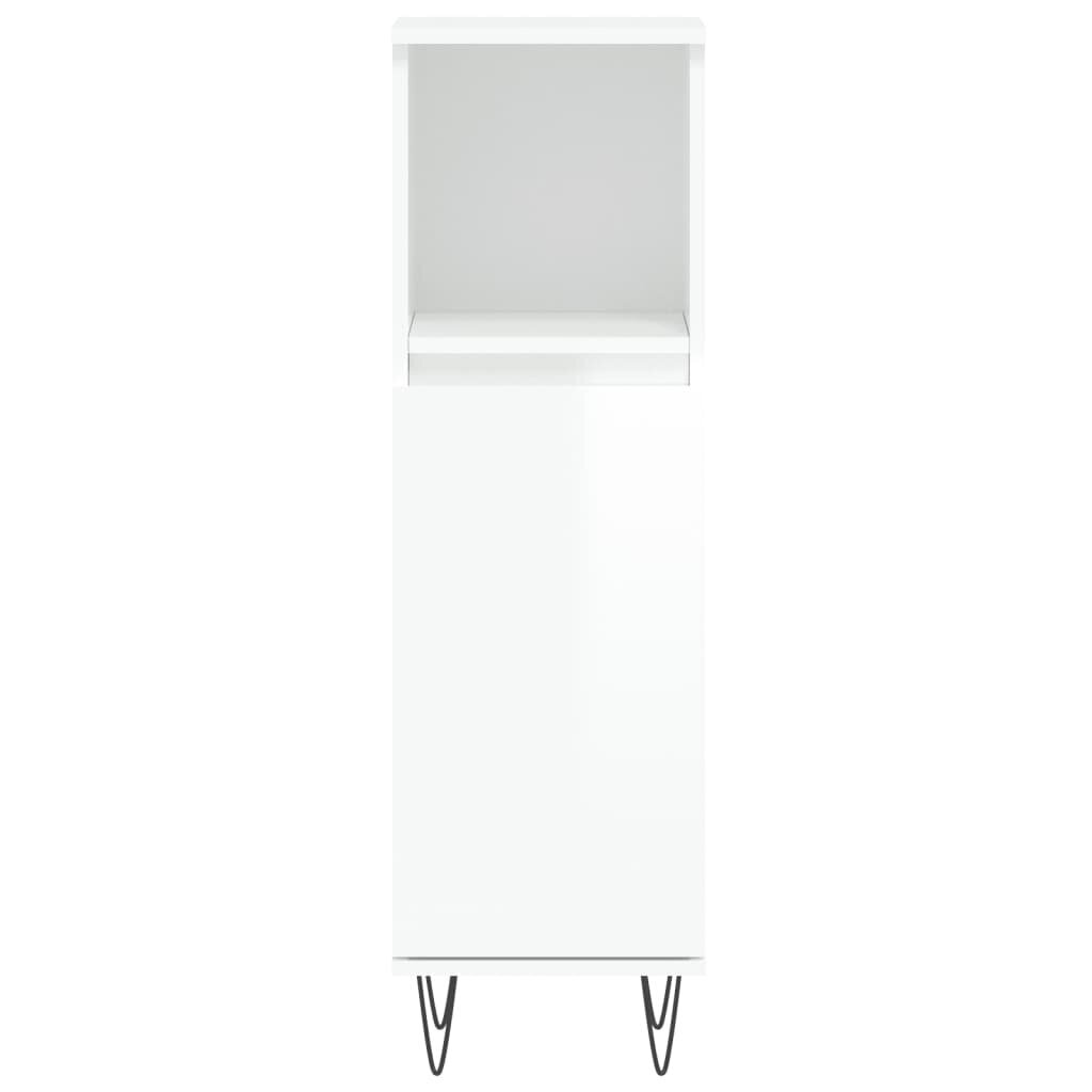vidaXL vannitoakapp, kõrgläikega valge, 30 x 30 x 100 cm, tehispuit hind ja info | Vannitoakapid | kaup24.ee
