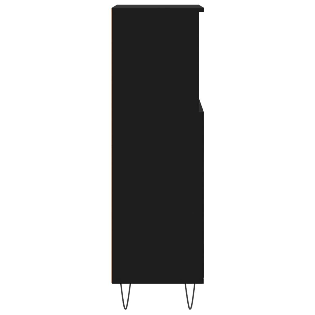 vidaXL vannitoakapp, must, 30 x 30 x 100 cm, tehispuit hind ja info | Vannitoakapid | kaup24.ee