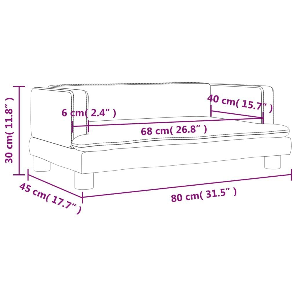 vidaXL lastediivan, tumehall, 80 x 45 x 30 cm, samet hind ja info | Lastetoa kott-toolid, tugitoolid ja tumbad | kaup24.ee