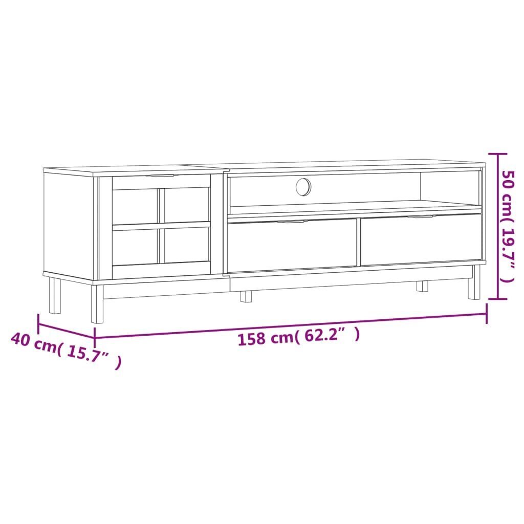 vidaXL telerikapp "FLAM" klaasuksega 158x40x50 cm, männipuit hind ja info | TV alused | kaup24.ee