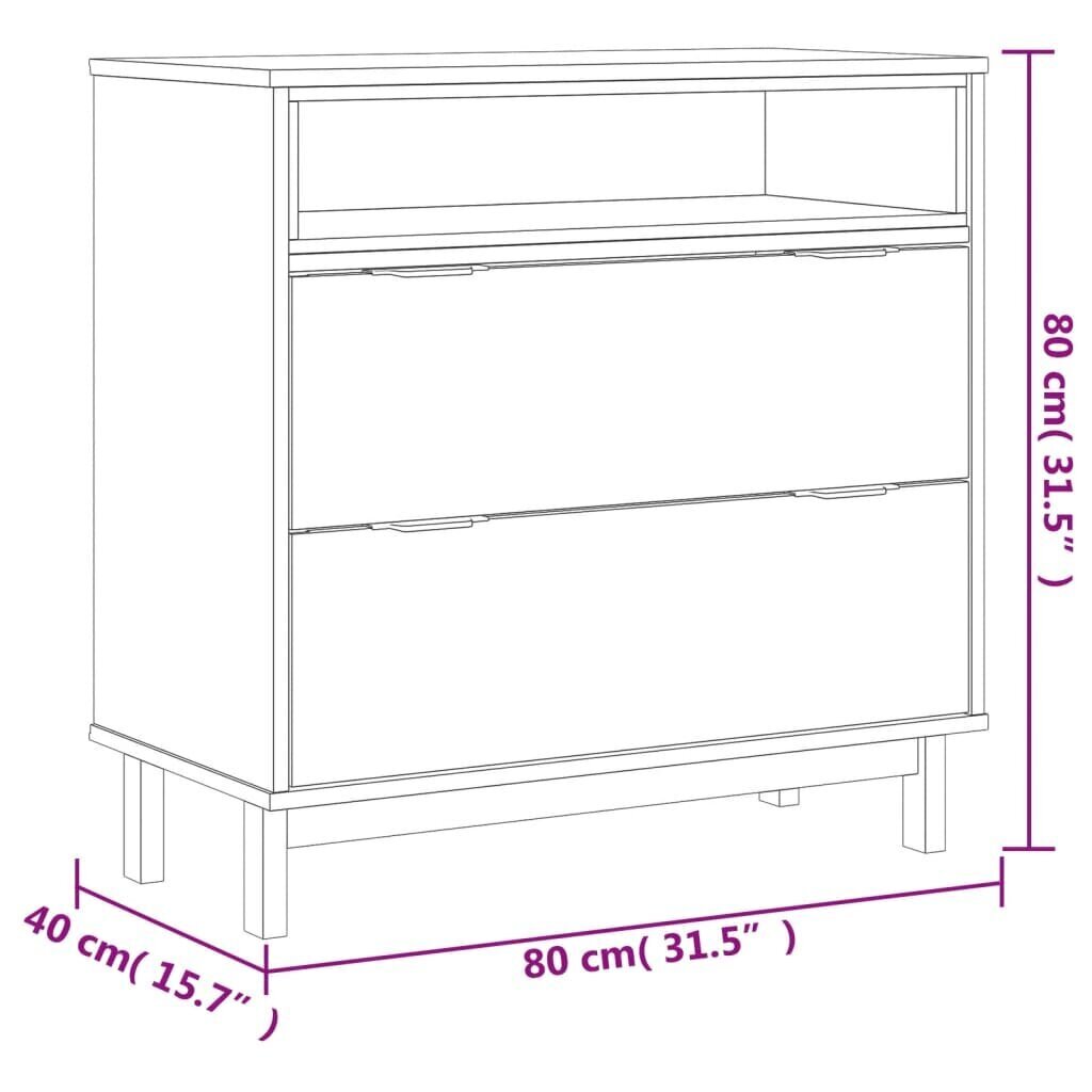 vidaXL sahtlitega kapp "FLAM", 80x40x80 cm, männipuit hind ja info | Kummutid | kaup24.ee