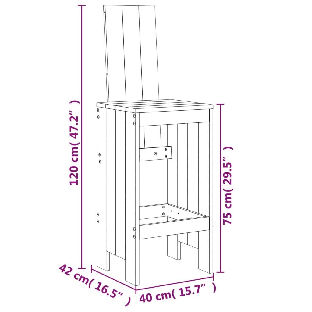 vidaXL baaripukid 2 tk, must, 40 x 42 x 120 cm, männipuit цена и информация | Aiatoolid | kaup24.ee