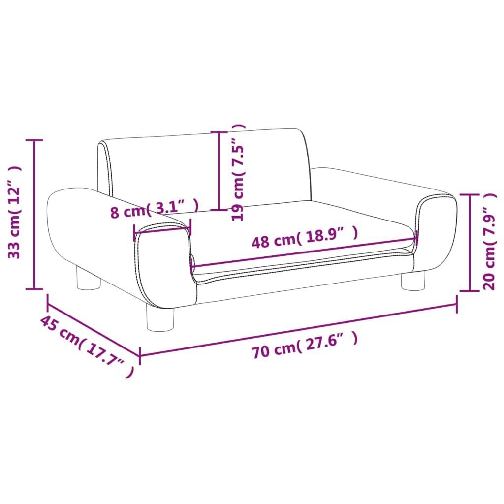 vidaXL laste diivan, must, 70 x 45 x 33 cm, samet hind ja info | Lastetoa kott-toolid, tugitoolid ja tumbad | kaup24.ee