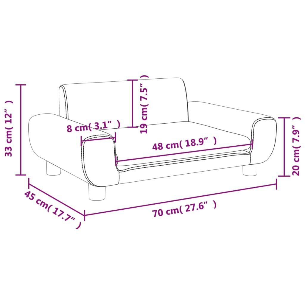 vidaXL laste diivan, must, 70 x 45 x 33 cm, samet цена и информация | Lastetoa kott-toolid, tugitoolid ja tumbad | kaup24.ee