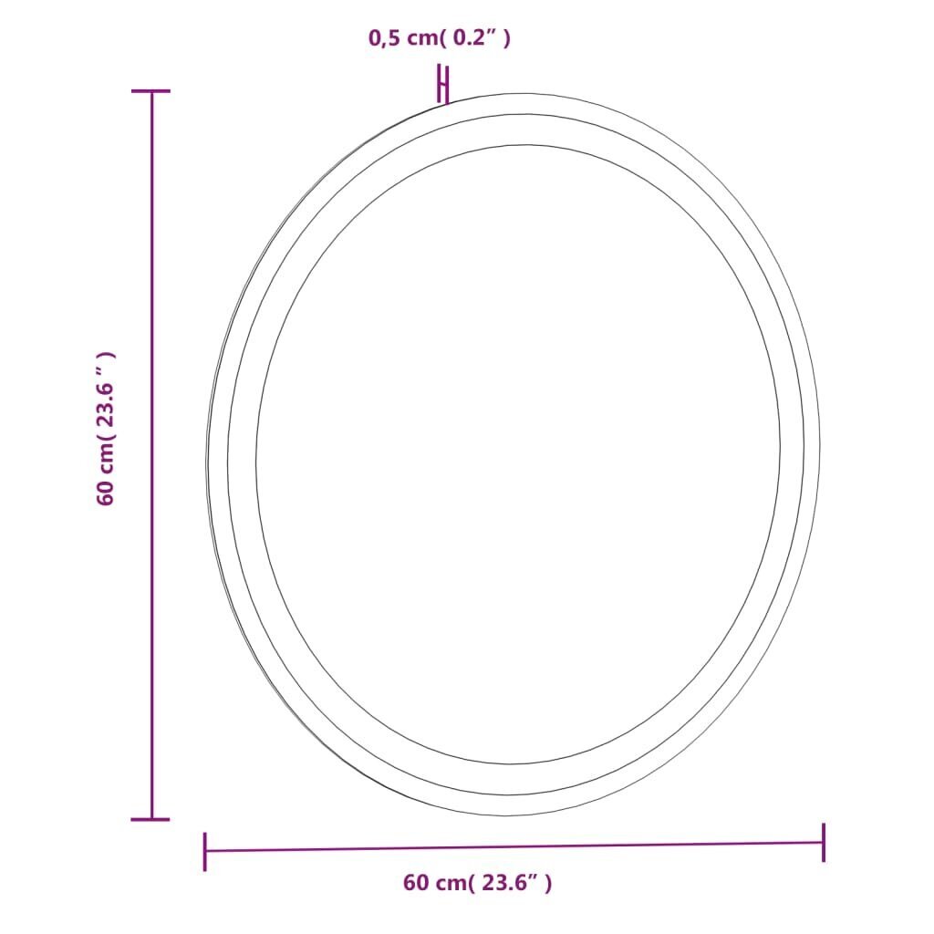 vidaXL LED vannitoapeegel 60 cm ümmargune hind ja info | Vannitoa peeglid | kaup24.ee