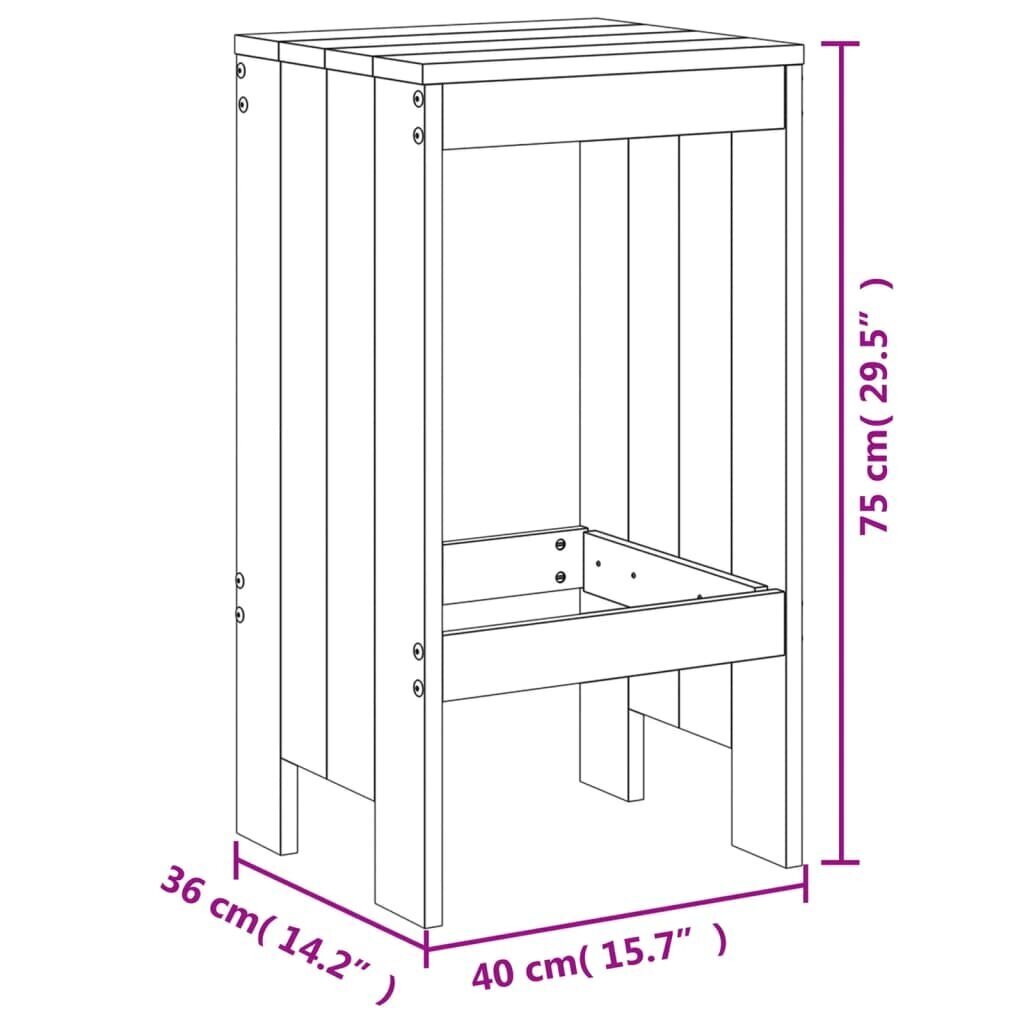 vidaXL pukid 2 tk, hall, 40x36x75 cm, männipuit hind ja info | Aiatoolid | kaup24.ee