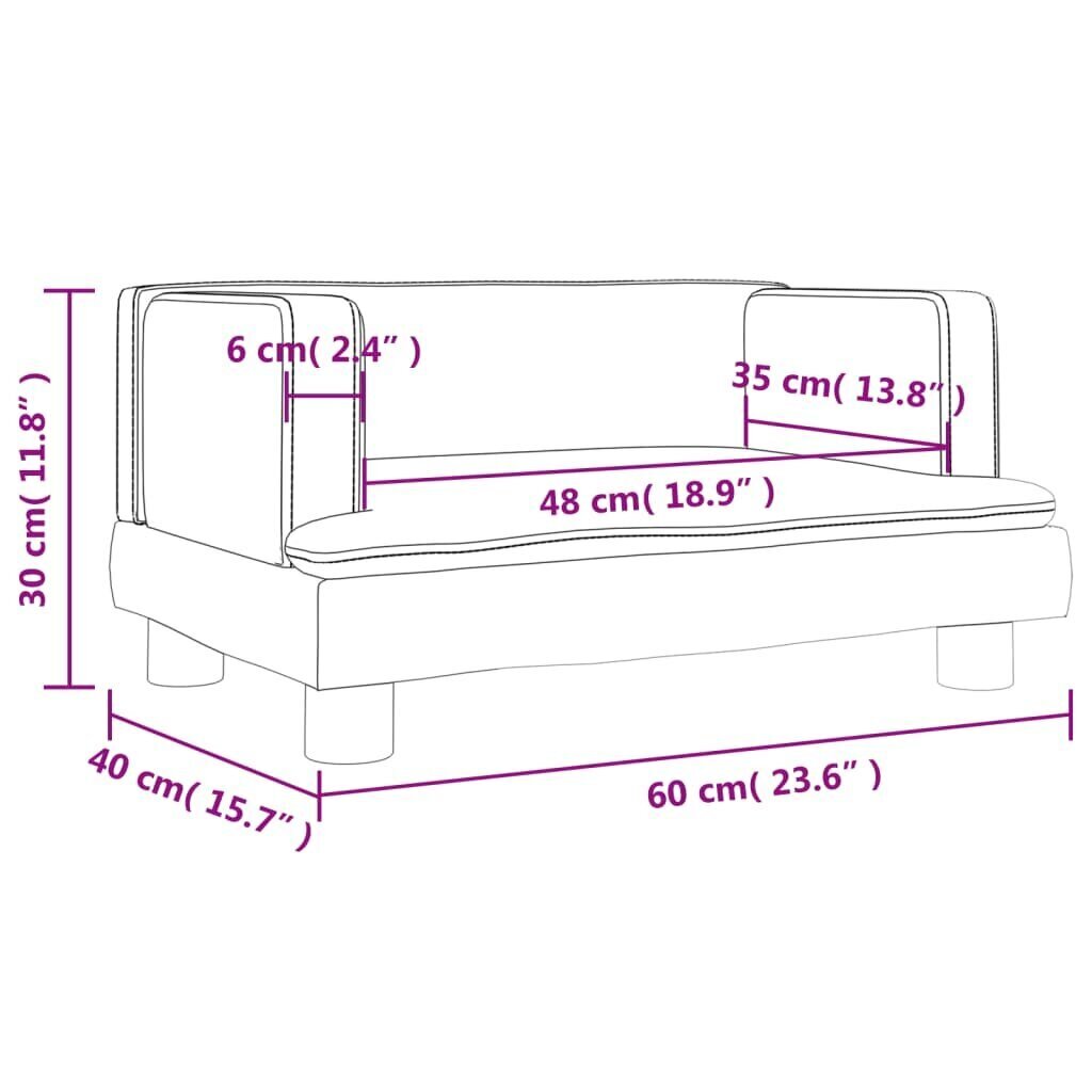 vidaXL lastediivan, sinine, 60 x 40 x 30 cm, samet цена и информация | Lastetoa kott-toolid, tugitoolid ja tumbad | kaup24.ee