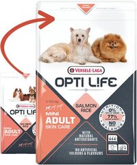 Versele-laga Opti Life Adult Skin Care Mini lõhega, 7,5 kg hind ja info | Kuivtoit koertele | kaup24.ee