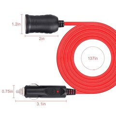 Удлинитель автомобильной розетки Powermax - 3.6M - 12V / 24V 180W цена и информация | Автомобильные электропринадлежности 12V | kaup24.ee