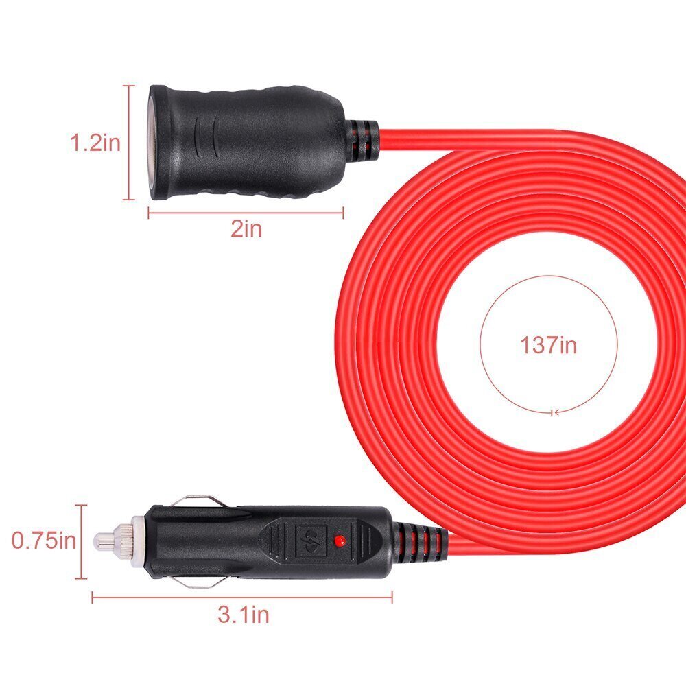 Auto pistikupesa pikendus Powermax - 3,6M - 12V / 24V 180W цена и информация | Turvasüsteemid ja 12V seadmed | kaup24.ee