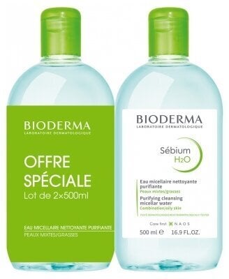 Mitsellaarvesi Bioderma Sebium H2O, 2 x 500 ml цена и информация | Näopuhastusvahendid | kaup24.ee