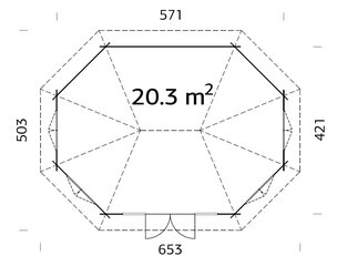 Aiapaviljon Hanna 20,3 m² valkja puidukaitsega цена и информация | Садовые сараи, дровницы | kaup24.ee