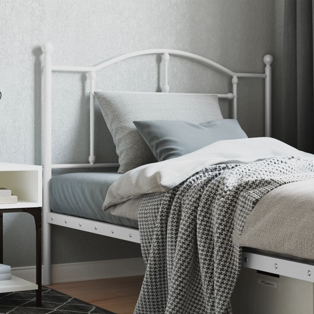 vidaXL metallist voodipeats, valge, 107 cm hind ja info | Voodid | kaup24.ee