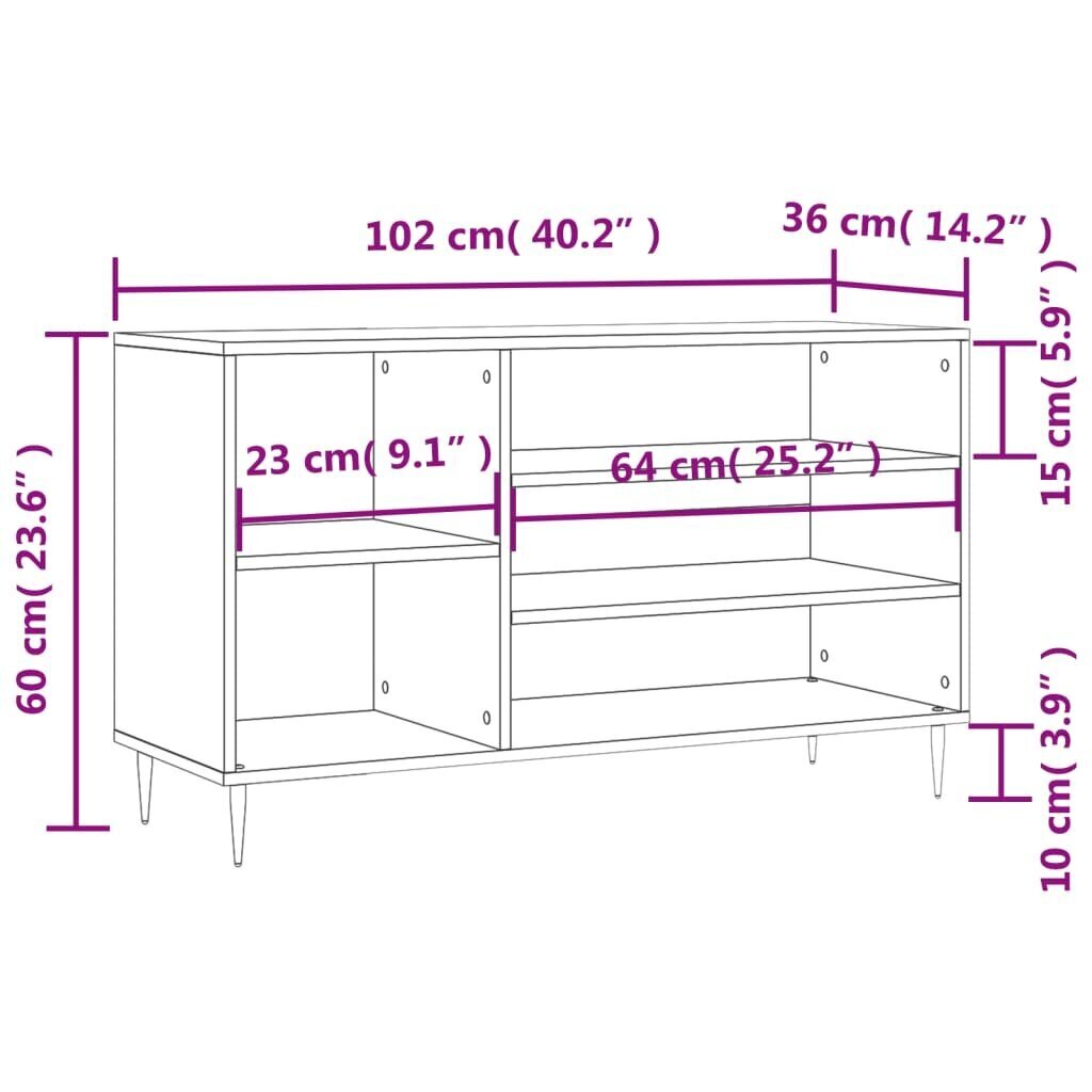 vidaXL kingakapp, pruun tamm, 102x36x60 cm, tehispuit hind ja info | Jalatsikapid, jalatsiriiulid | kaup24.ee