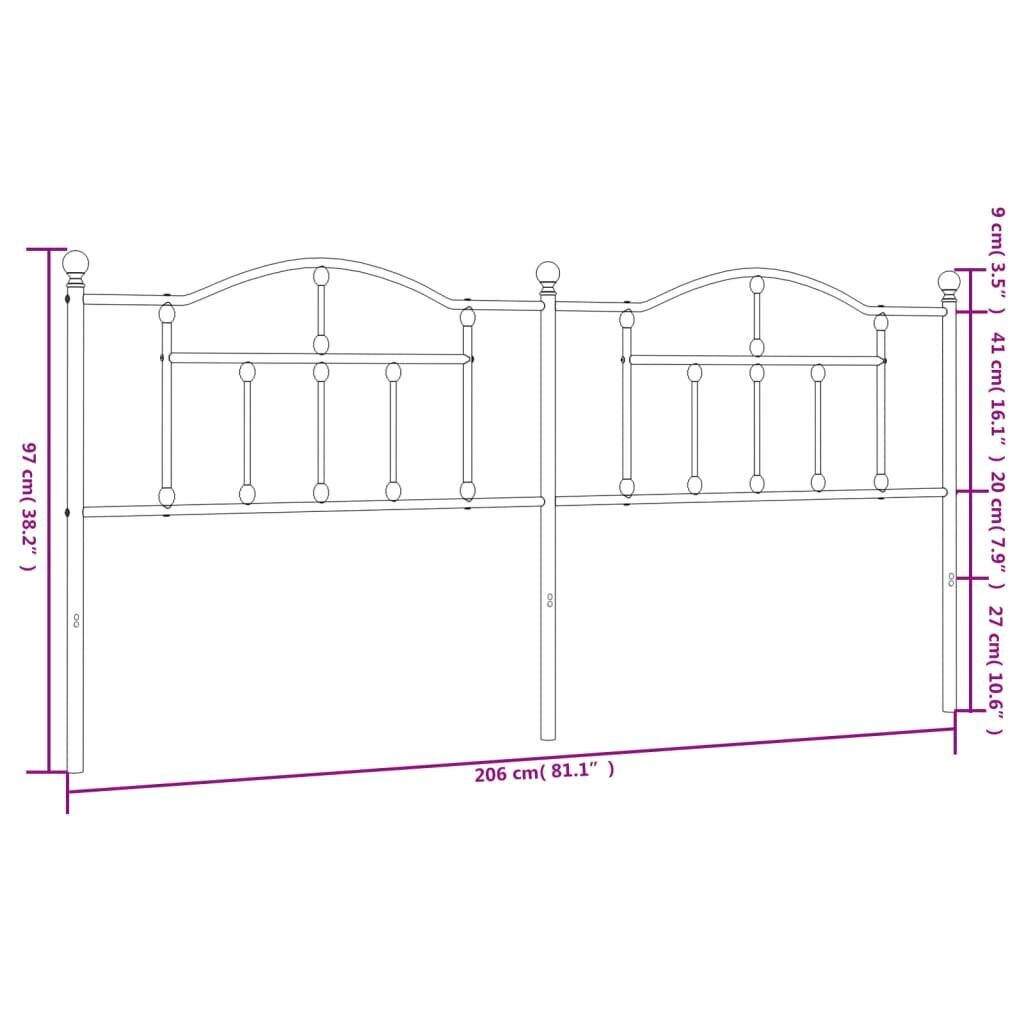 vidaXL metallist voodipeats, must, 200 cm цена и информация | Voodid | kaup24.ee