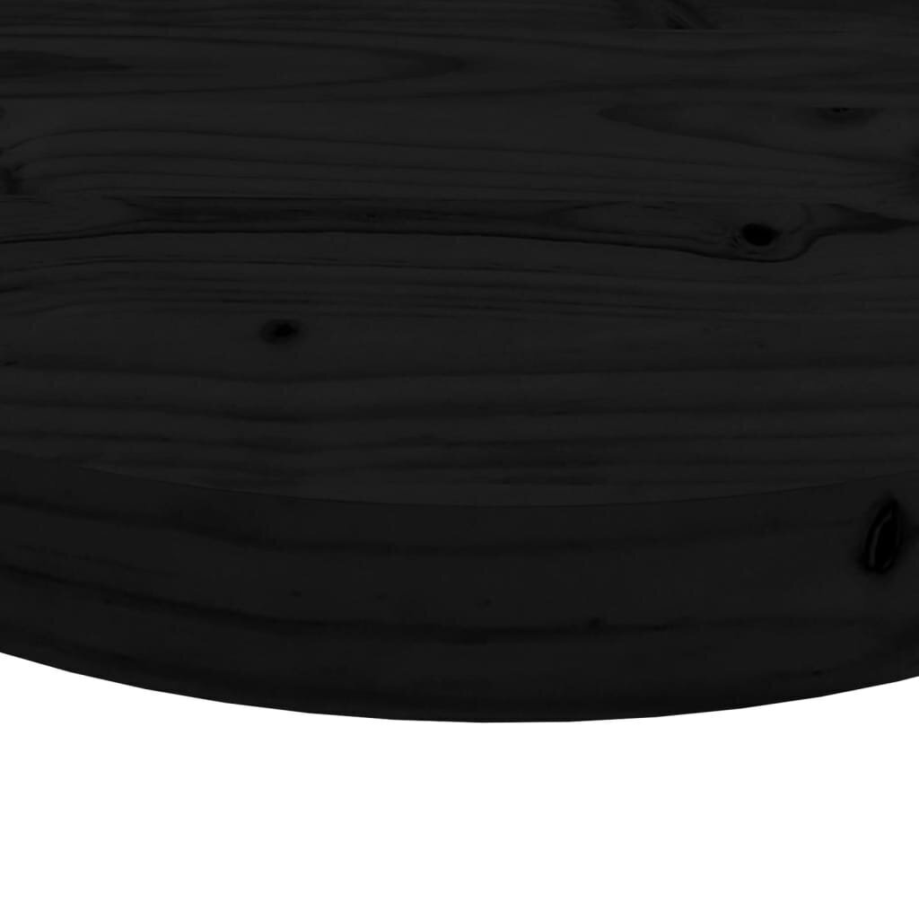 vidaXL lauaplaat, ümmargune, must, Ø 70 x 3 cm, männipuit hind ja info | Lauaplaadid | kaup24.ee
