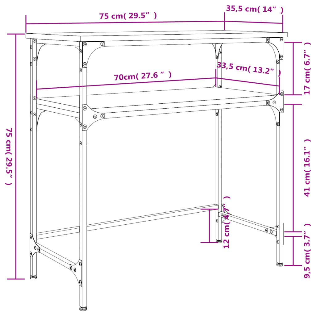 vidaXL konsoollaud, must, 75x35,5x75 cm, tehispuit цена и информация | Konsoollauad | kaup24.ee