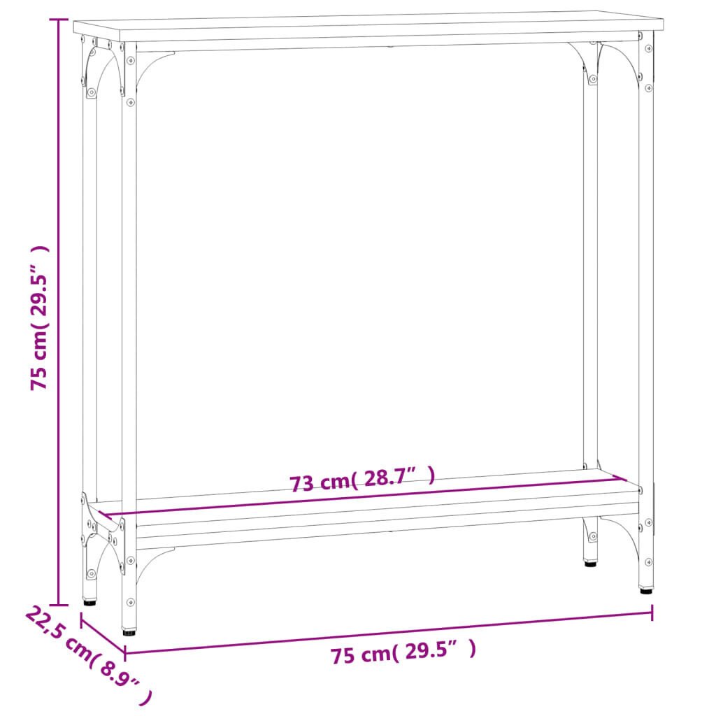 vidaXL konsoollaud, hall Sonoma tamm, 75x22,5x75 cm, tehispuit цена и информация | Konsoollauad | kaup24.ee