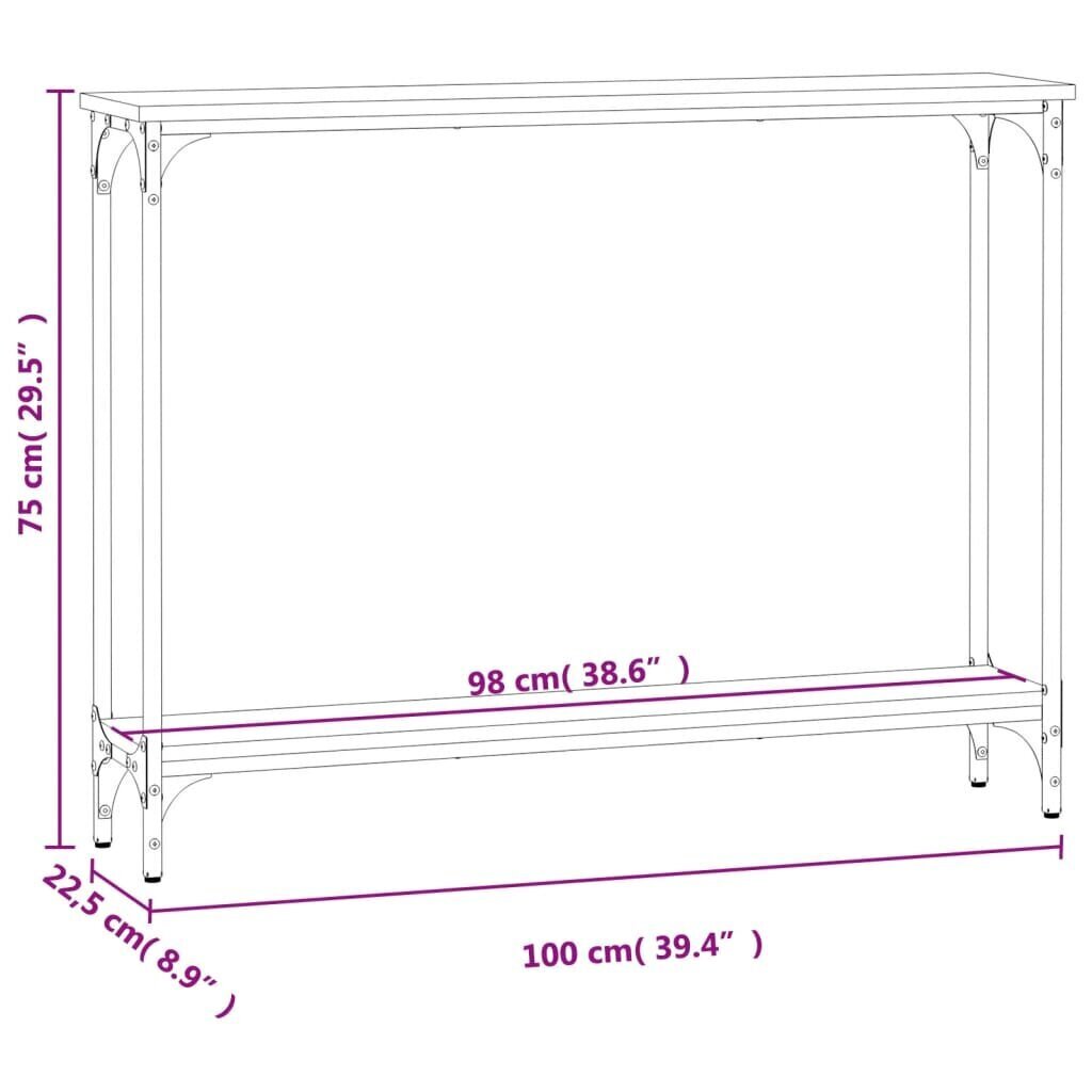 vidaXL konsoollaud, Sonoma tamm, 100x22,5x75 cm, tehispuit hind ja info | Konsoollauad | kaup24.ee