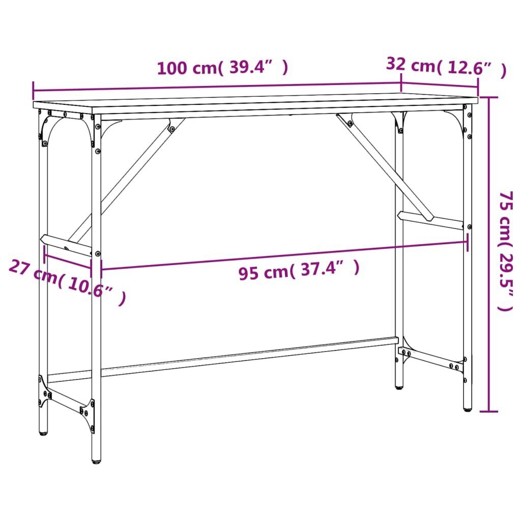 vidaXL konsoollaud, hall Sonoma tamm, 100x32x75 cm, tehispuit цена и информация | Konsoollauad | kaup24.ee